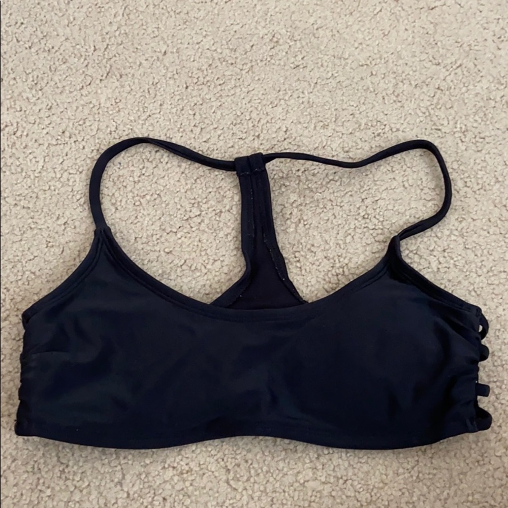 Sporty strappy racerback black bikini top